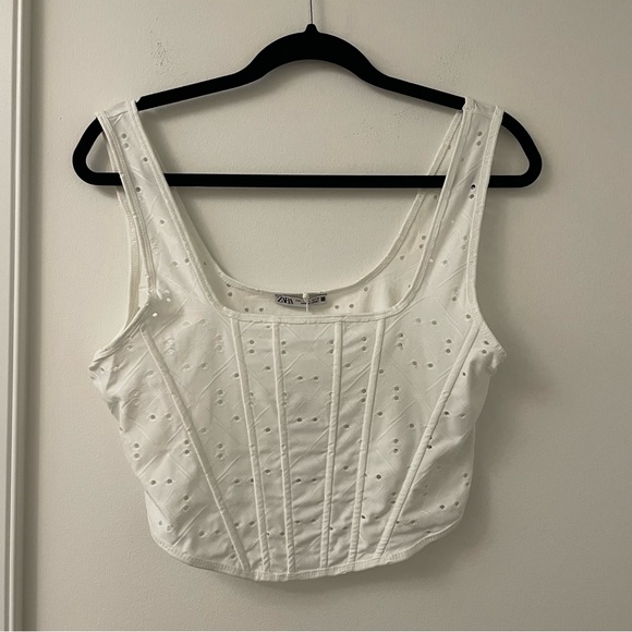 SOLD❌🌹 Zara White Jacquard Corset Top - Picture 3 of 7
